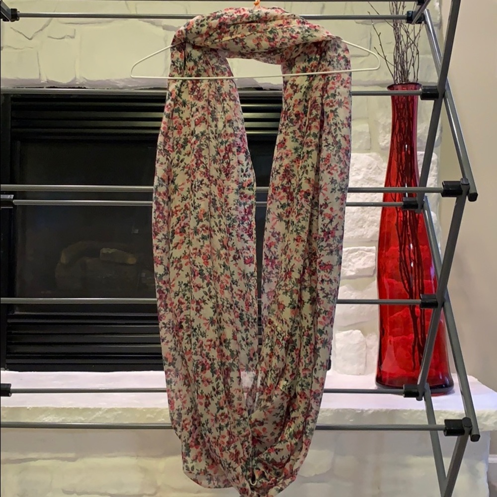 Pink and Green Print Infinity Scarf